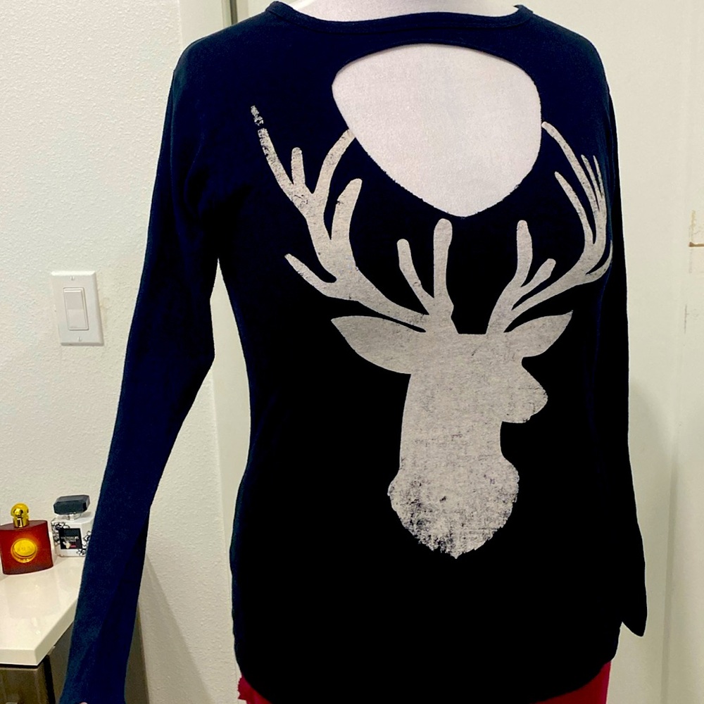 Color Bear Ling Sleeve Cut Out TSHIRT Deer Graphic |Size 1X